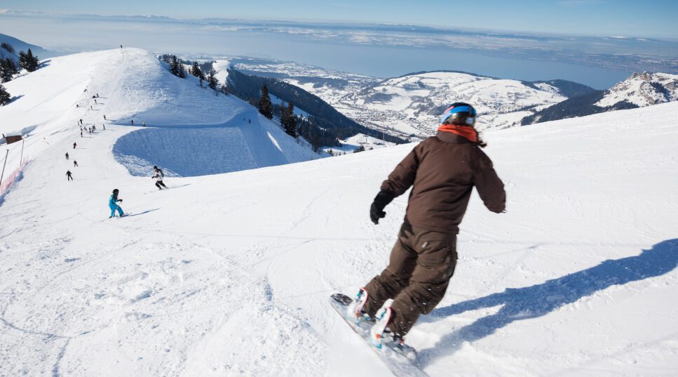 Bernex snowboard paysage léman